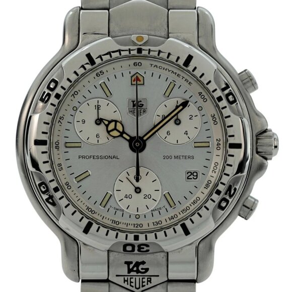 Tag Heuer 41mm Men's Vintage 6000 Series Silver Dial Chrono Watch w/ B+P CH1112!